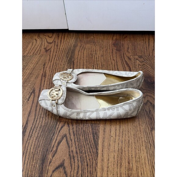 Michael KORS FULTON GOLD MK LOGO VANILLA SIGNATURE MOCCASINS Size 8 - Picture 3 of 5